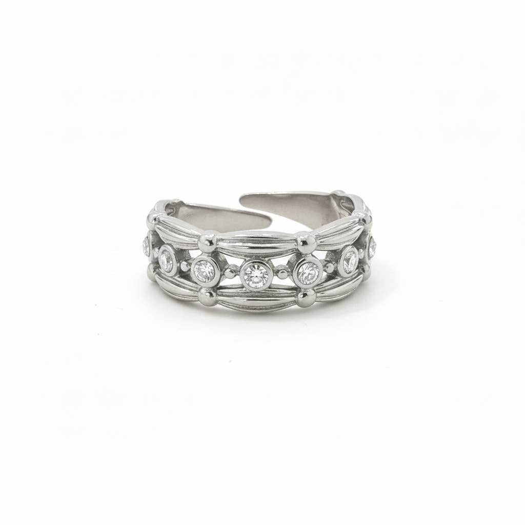 Bague en acier inoxydable Ronay avec pierres en zirconium - Bijoux Bravo