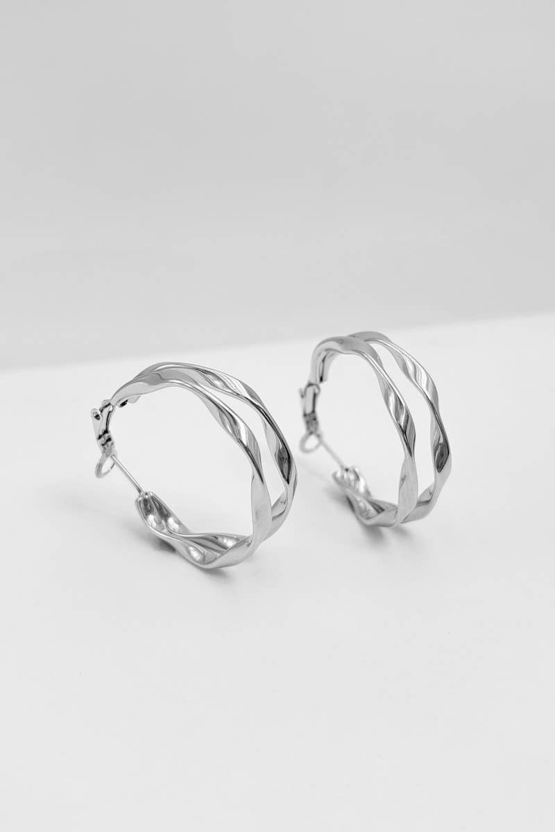 Boucles d'oreille en acier inoxydable 124AQ379 - Bijoux Bravo